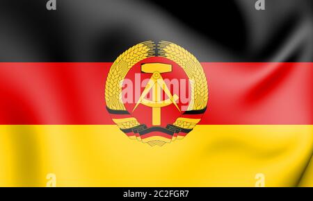 3D Flag of German Democratic Republic. 3D Illustration. Stock Photo