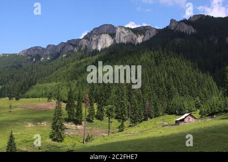 The Ceahlau Massif is one of the most beautiful mountains in Romania. You would find it a very good hiking destination as there are marked trails buil Stock Photo