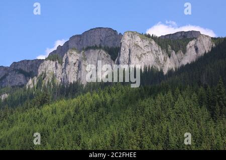 The Ceahlau Massif is one of the most beautiful mountains in Romania. You would find it a very good hiking destination as there are marked trails buil Stock Photo