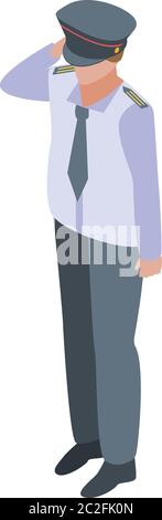 Salute policeman icon, isometric style Stock Vector