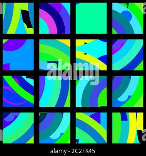 digital created seamless repeating tiles pattern with colorful blue and green squares Stock Photo