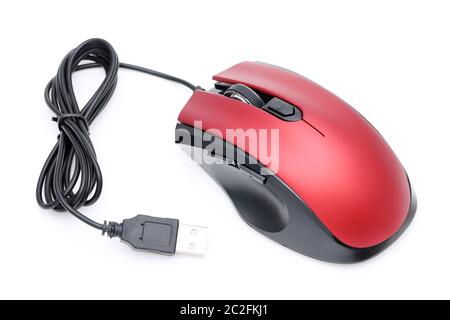 Computer mouse with USB cable isolated on white background Stock Photo