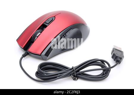 Computer mouse with USB cable isolated on white background Stock Photo