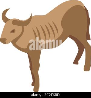 Safari wildebeest icon, isometric style Stock Vector