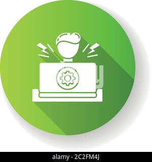 Stress testing green flat design long shadow glyph icon Stock Vector