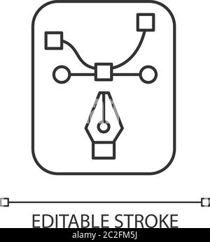 Pen tool pixel perfect linear icon Stock Vector