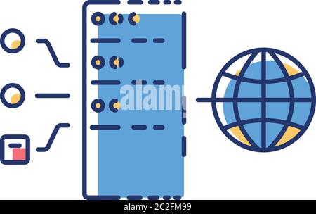 Transparent proxy RGB color icon Stock Vector