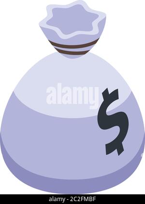 Policeman take money bag icon, isometric style Stock Vector