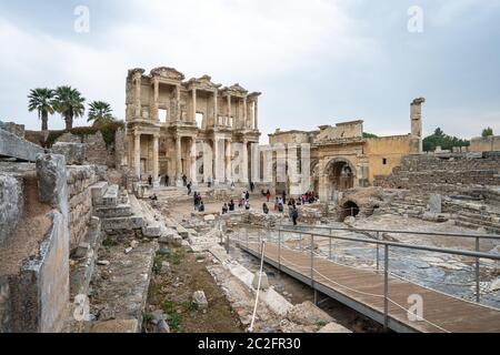 The Library of Celsus in Ephesus Selcuk, Izmir province Turkey Stock Photo