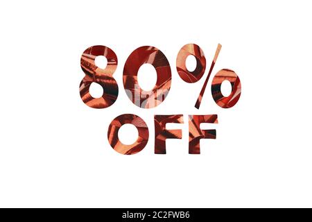 80 percent off symbolically represented with cut out text 80% off Stock Photo