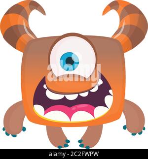 Funny cyclops monster  illustration. Vector design for Halloween Stock Vector