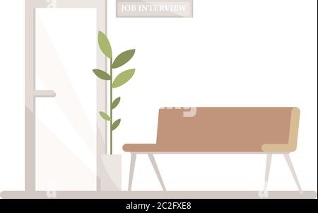Waiting area before interview semi flat RGB color vector illustration Stock Vector