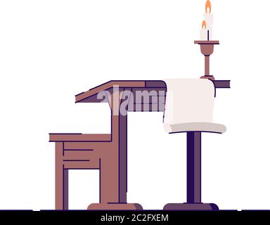 Wooden scribe furniture semi flat RGB color vector illustration Stock Vector