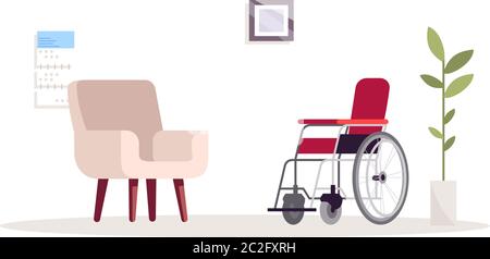 Psychologist empty office semi flat RGB color vector illustration Stock Vector