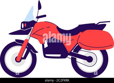 Motorcycle semi flat RGB color vector illustration Stock Vector