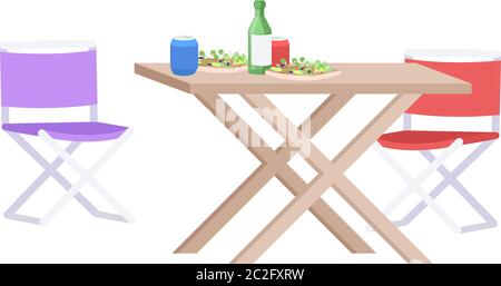 Outdoors picnic semi flat RGB color vector illustration Stock Vector