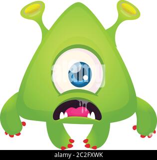 Happy cartoon monster cyclops alien. Vector illustration Stock Vector