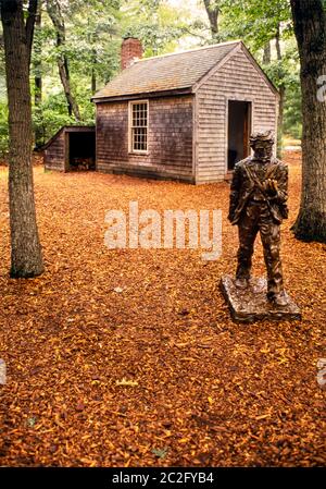 Replica of Henry David Thoreau cabin Walden pond Concord Massachusetts Stock Photo