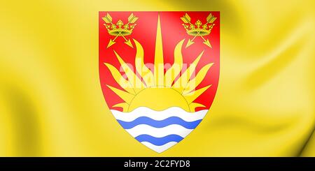 3D Flag of Suffolk County, England. 3D Illustration. Stock Photo