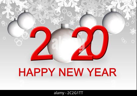 Happy New Year 2020 - greeting card - letters in red Stock Photo