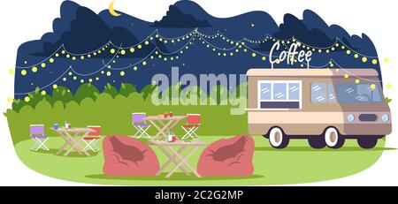 Evening food event semi flat vector illustration Stock Vector