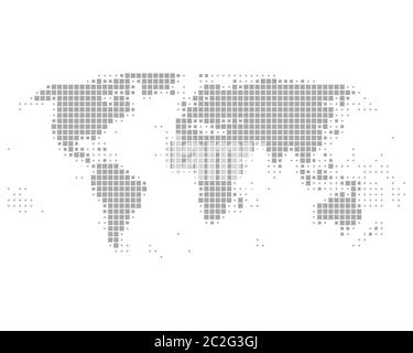 Dotted World map of square dots on white background Stock Photo - Alamy