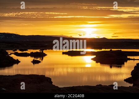 Myvatn lake at sunrise, Iceland Stock Photo