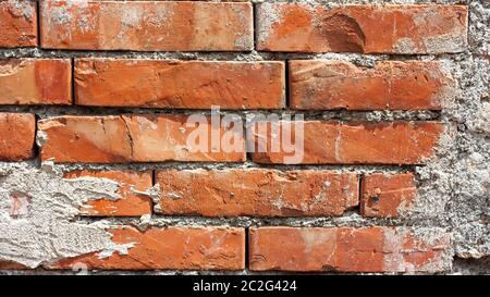 Bric wall texture background. Part of red bric wall for abstract wallpaper Stock Photo