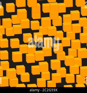 Gold Cubes Seamless Pattern on Black Stock Vector