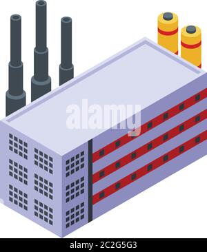 Paper recycle factory icon, isometric style Stock Vector