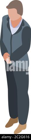 Strong personal guard icon, isometric style Stock Vector