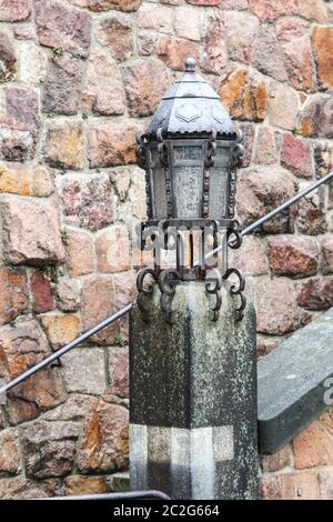a rustic park lamp decorated with art glass Stock Photo