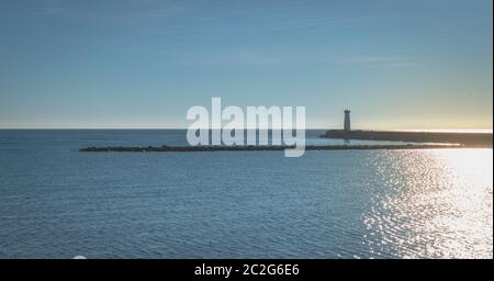 view of the marina exit of Agde, France in winter