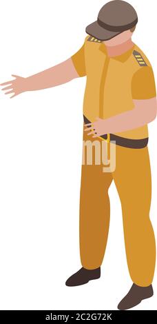 Policeman with desert color icon, isometric style Stock Vector