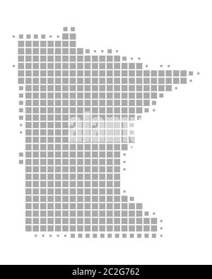 Square dots pattern map of Minnesota. Dotted pixel map with flag ...