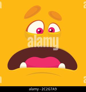 Carton surprised shocked  monster face. Halloween vector illustration Stock Vector