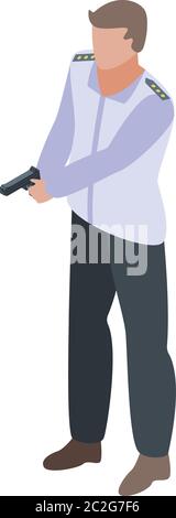 Policeman take pistol icon, isometric style Stock Vector