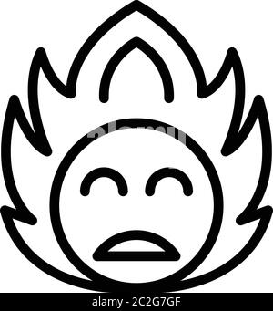 Smile on fire icon, outline style Stock Vector