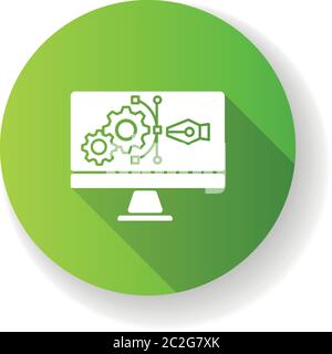 Prototype green flat design long shadow glyph icon Stock Vector