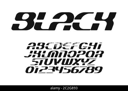 Sport font wide alphabet bold italic letters. Dynamic typeface. Capital letters and numbers. Modern typography design. Stock Vector