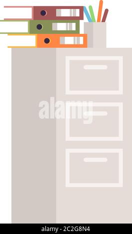 Short cabinet semi flat RGB color vector illustration Stock Vector
