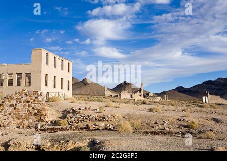 School in the Rhyolite ghost town, Beatty, Nevada, USA, North America Stock Photo