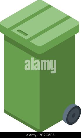 Plastic garbage box icon, isometric style Stock Vector