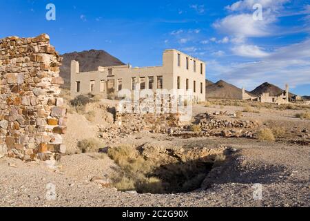 School in the Rhyolite ghost town, Beatty, Nevada, USA, North America Stock Photo