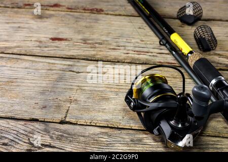 Fishing Gear and Accessories on Old Background