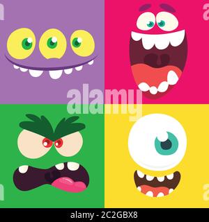 Cartoon monster faces Stock Vector