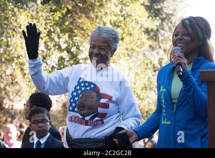 Austin Texas USA, January 18 2016: Retired groundbreaking State Rep. Wilhelmina Delco is introduced during a program at the Texas Capitol to celebrate the Martin Luther King Jr.  holiday. ©Bob Daemmrich Stock Photo