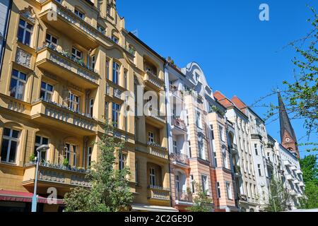 Renovated old apartment houses at the Prenzlauer Berg district in Berlin Stock Photo