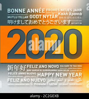 Happy new year 2020 greetings card from the world in different languages Stock Photo