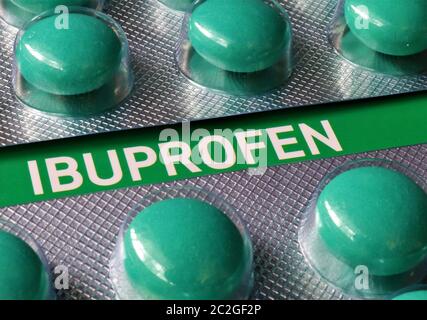 Ibuprofen is a medication in the nonsteroidal anti-inflammatory drug class that is used for treating pain, fever, and inflammation. This includes pain Stock Photo